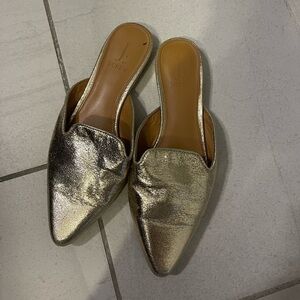 J crew slip on loafers- gold